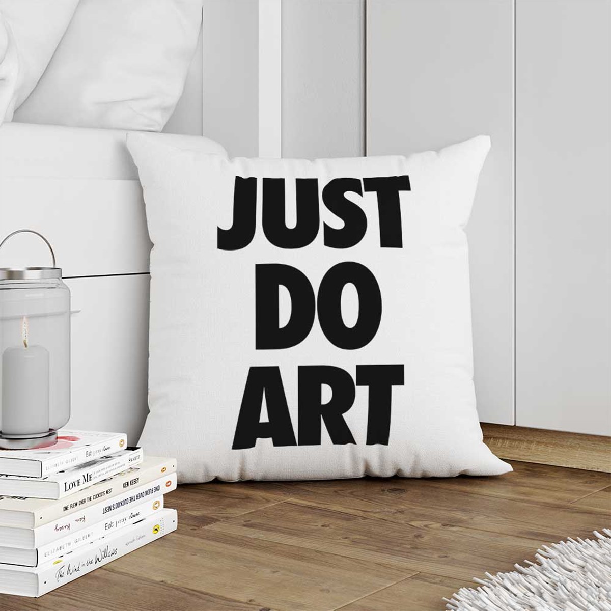 Just Do Art Yazılı Kırlent Kumaşı