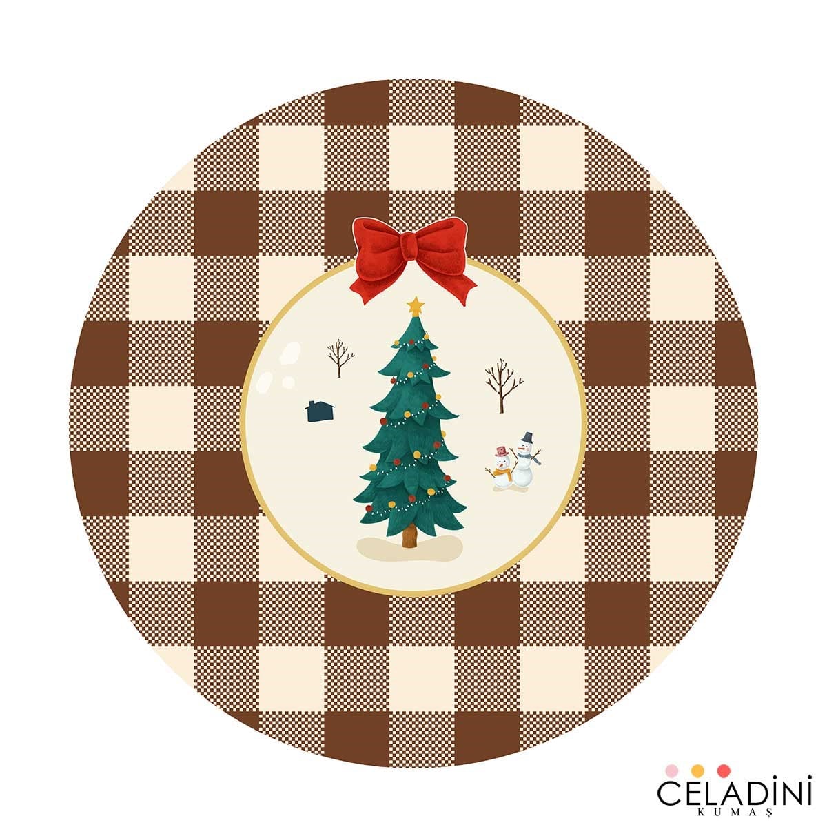 Kahve Ekose Yılbaşı Supla Kumaşı Model-3