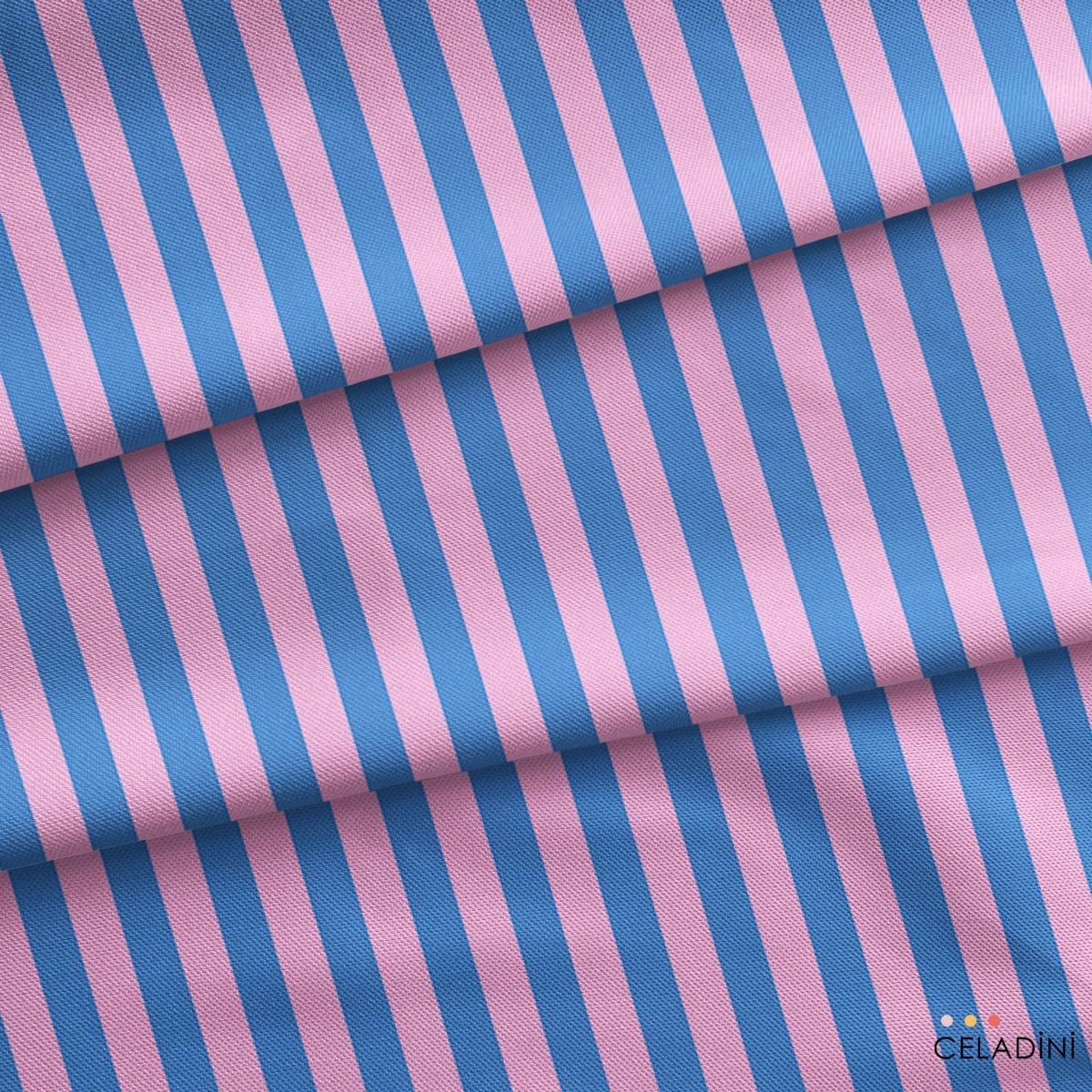 Mavi / Pembe 2x2 cm Çizgili Kumaş