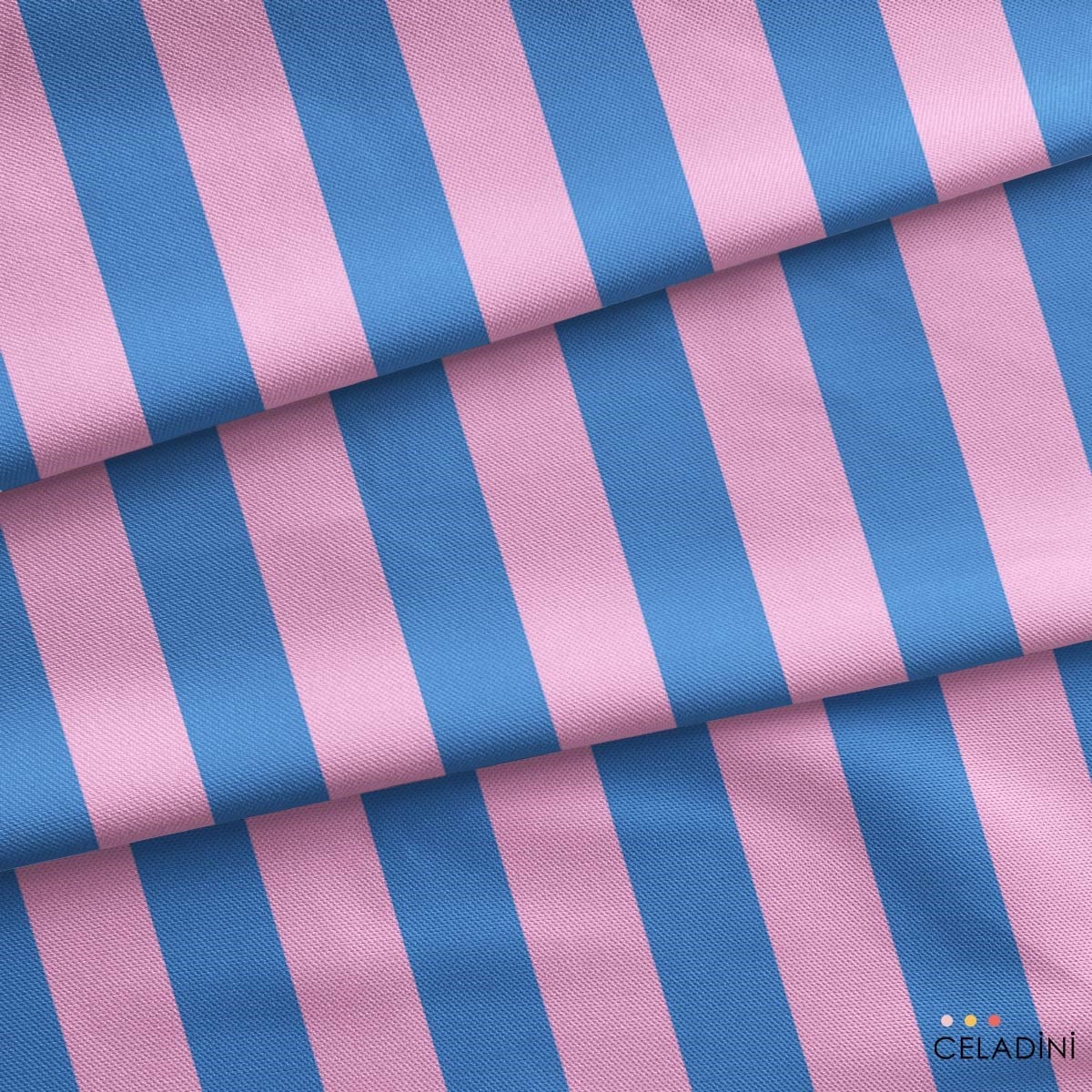 Mavi / Pembe 5x5 cm Çizgili Kumaş