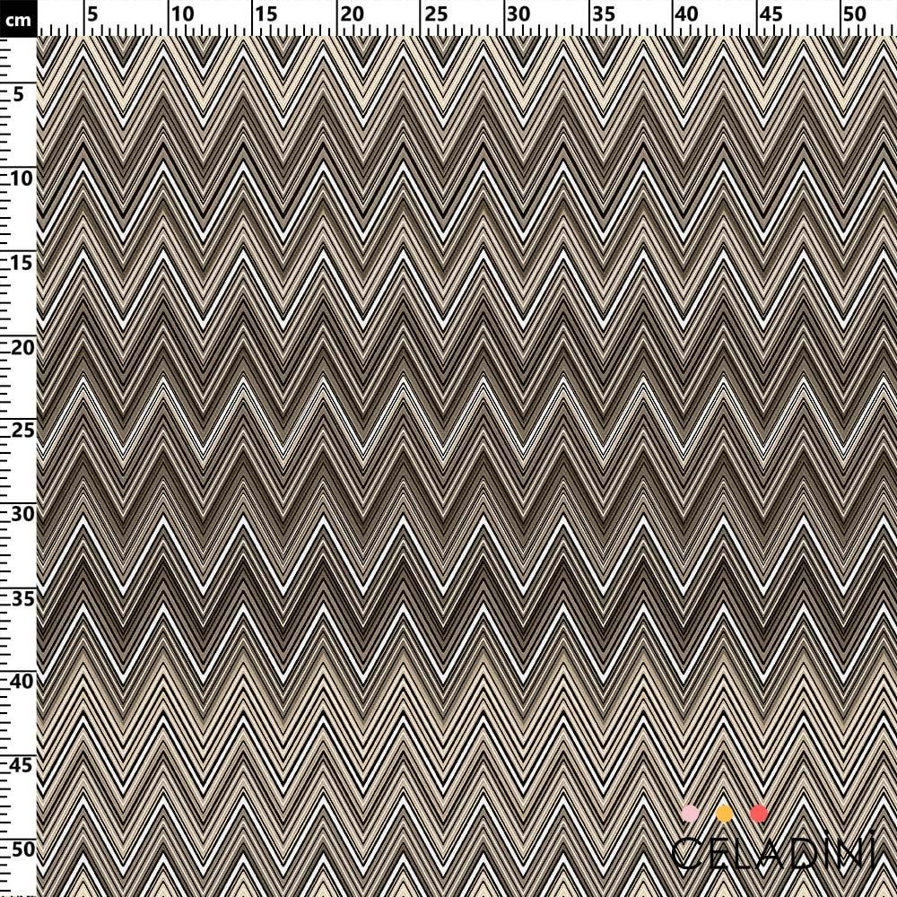Missoni Tarzı Bej Rengi Zigzag Kumaş 
