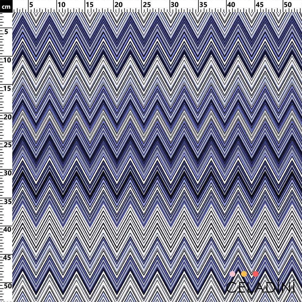 Missoni Tarzı İndigo Mavi Zigzag Kumaş