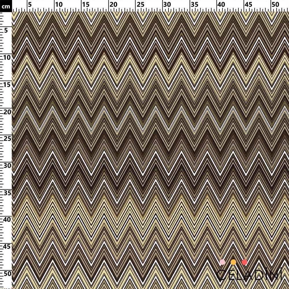 Missoni Tarzı Kahverengi Zigzag Kumaş