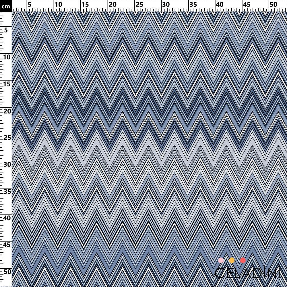 Missoni Tarzı Lacivert Gri Zigzag Kumaş
