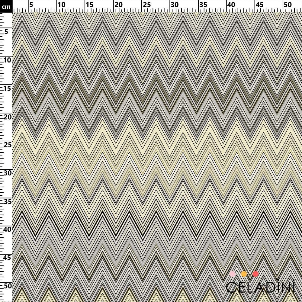 Missoni Tarzı Sarı Gri Zigzag Kumaş