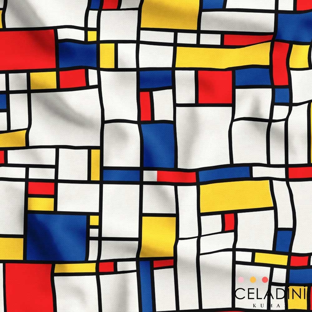 Mondrian Desenli Kumaş
