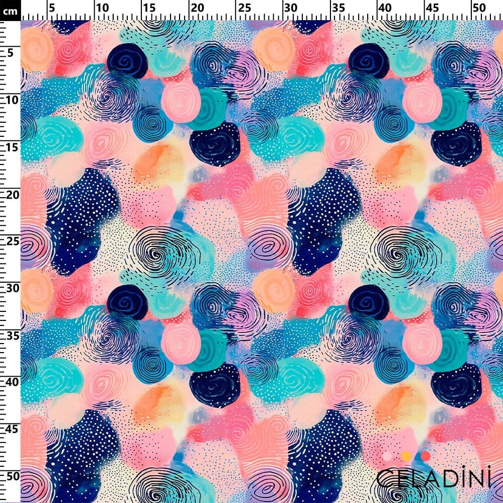 Pastel Tonlarda Soyut Fırça Dokuları Desenli Kumaş