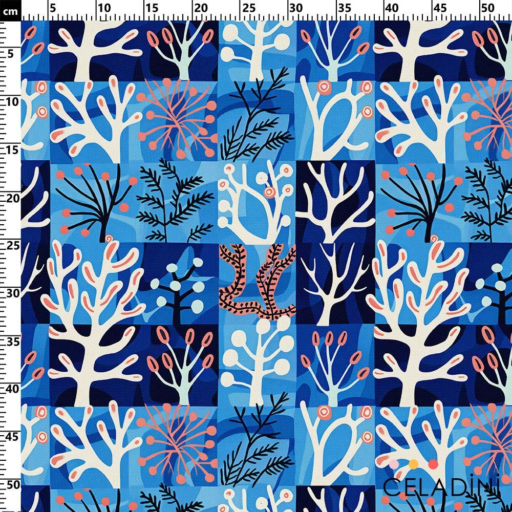 Patchwork Mercan Desenli Kumaş