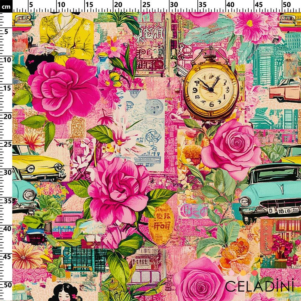 Pembe Düşler Desenli Metraj Kumaş