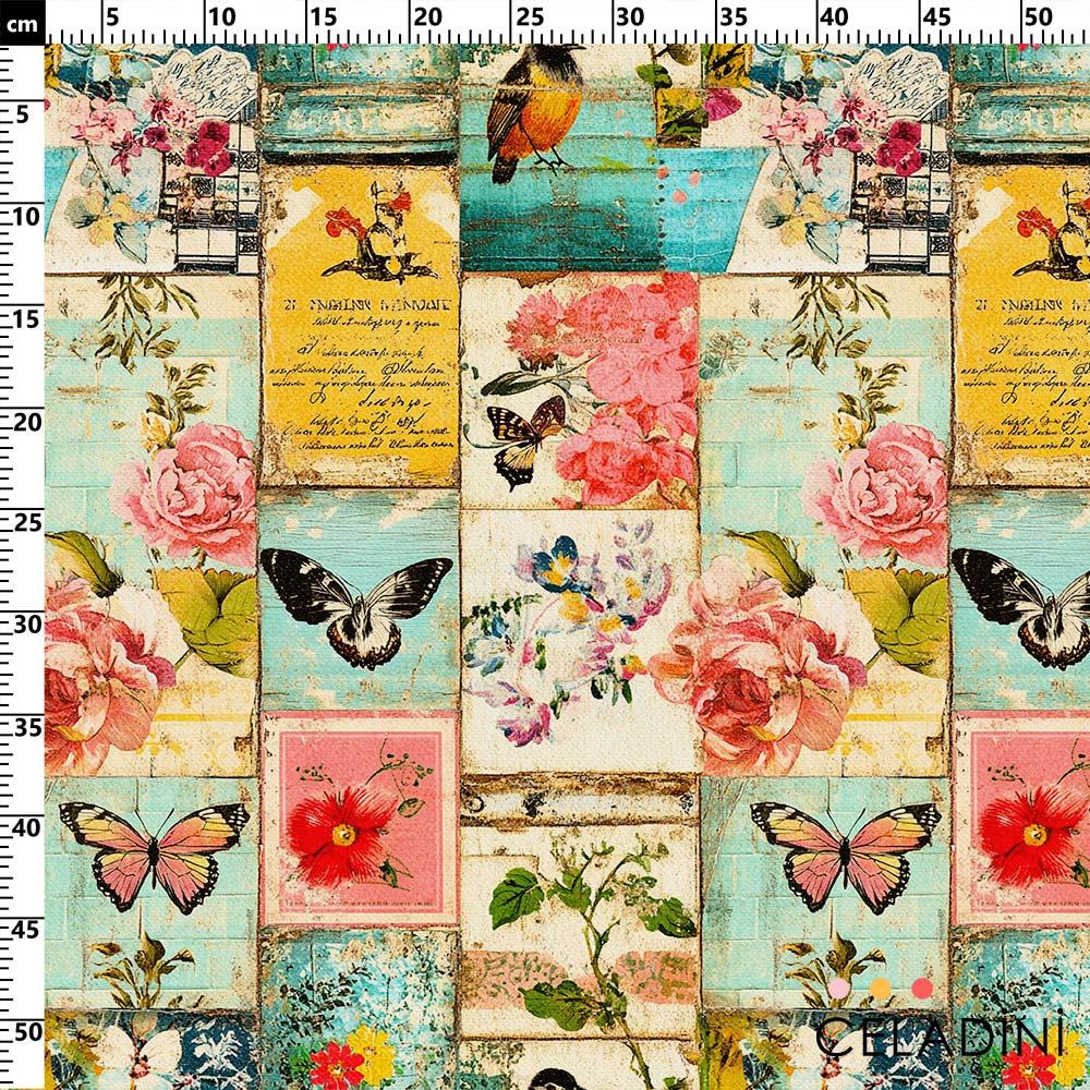 Pembe Düşler Patchwork Desenli Kumaş