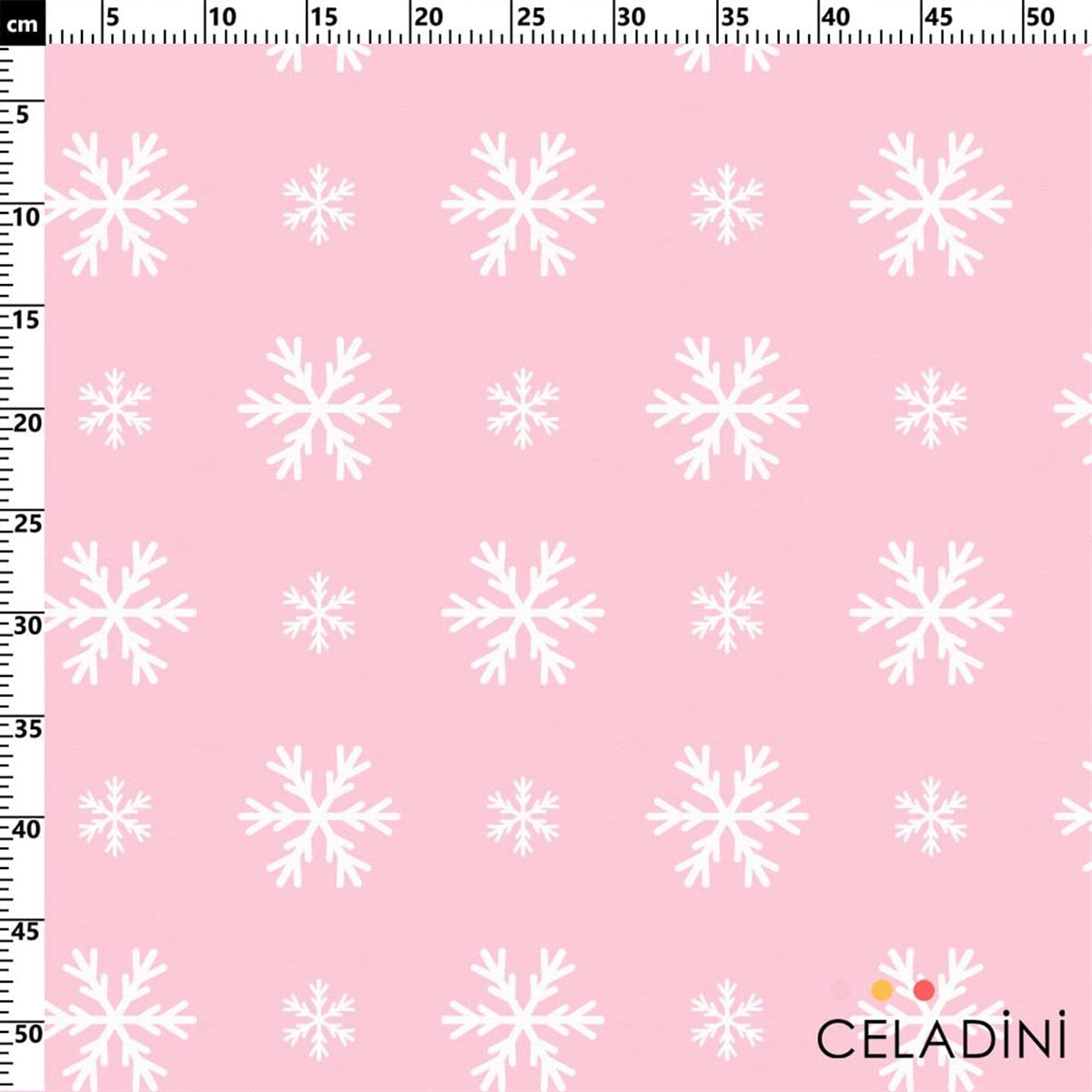 Pembe Fon Kar Taneleri Desenli Kumaş