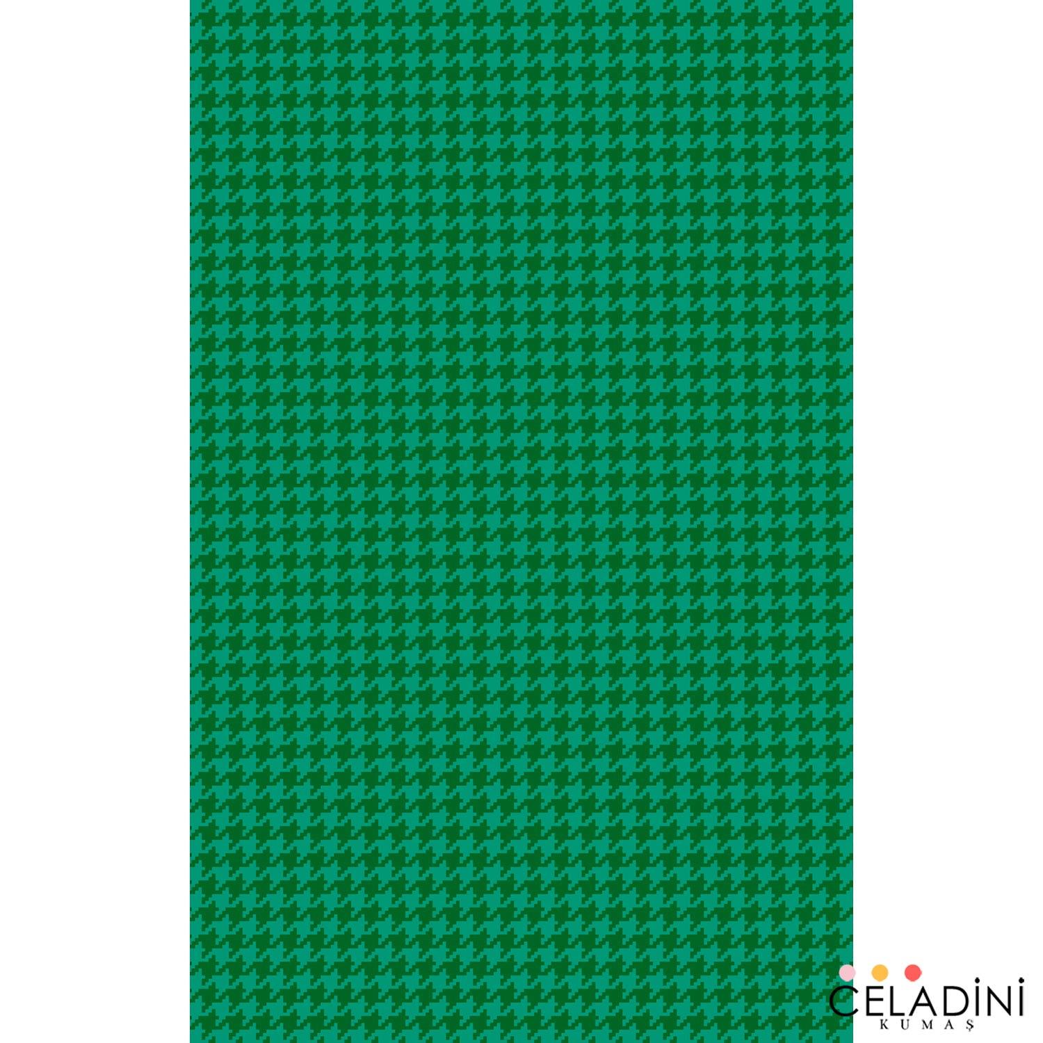 Petrol Yeşili ve Mint Kaz Ayağı Fırın Örtüsü Kumaşı