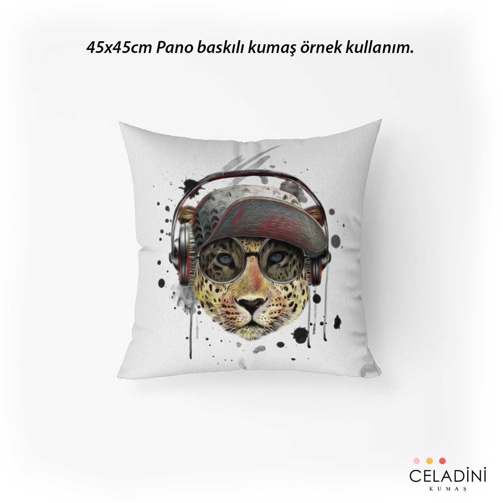 Pop Art Kaplan Desenli Pano Baskılı Kırlent Kumaşı