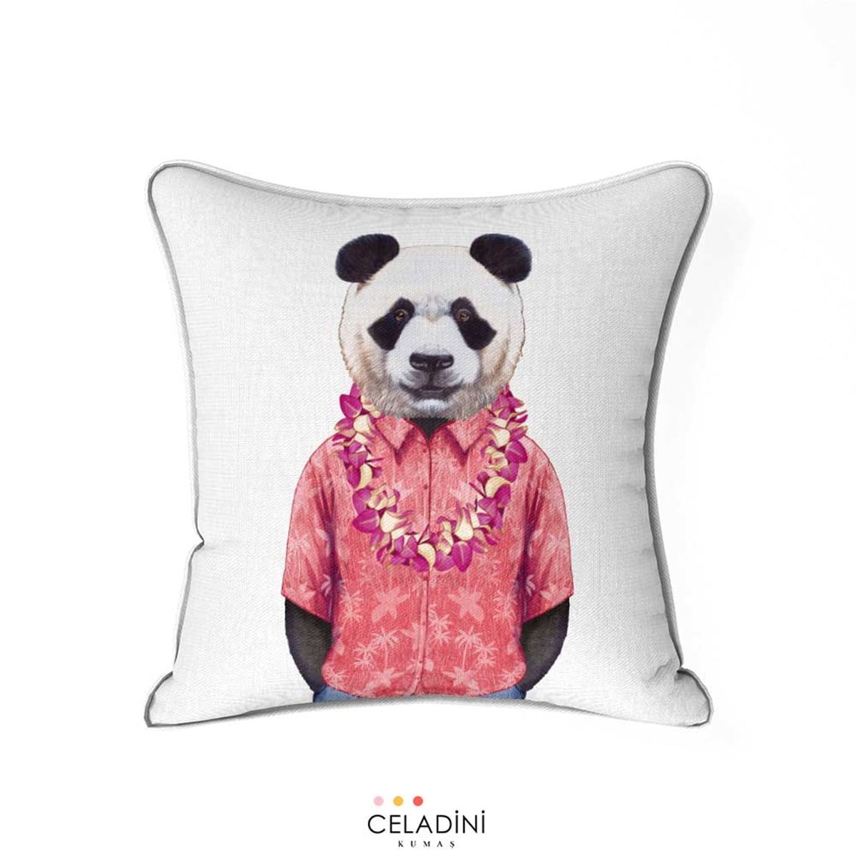 Pop Art Panda Desenli Kırlent Kumaşı