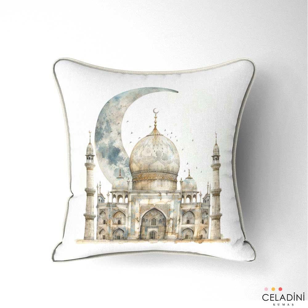 Ramazan Temalı Ay ve Cami Kırlent Kumaşı