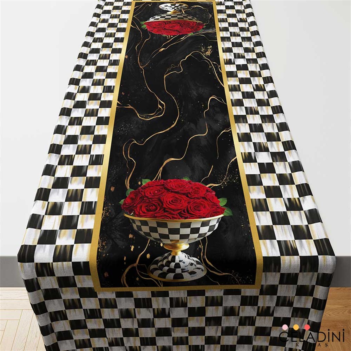 Rose Serisi Damalı Runner Kumaşı Model-4