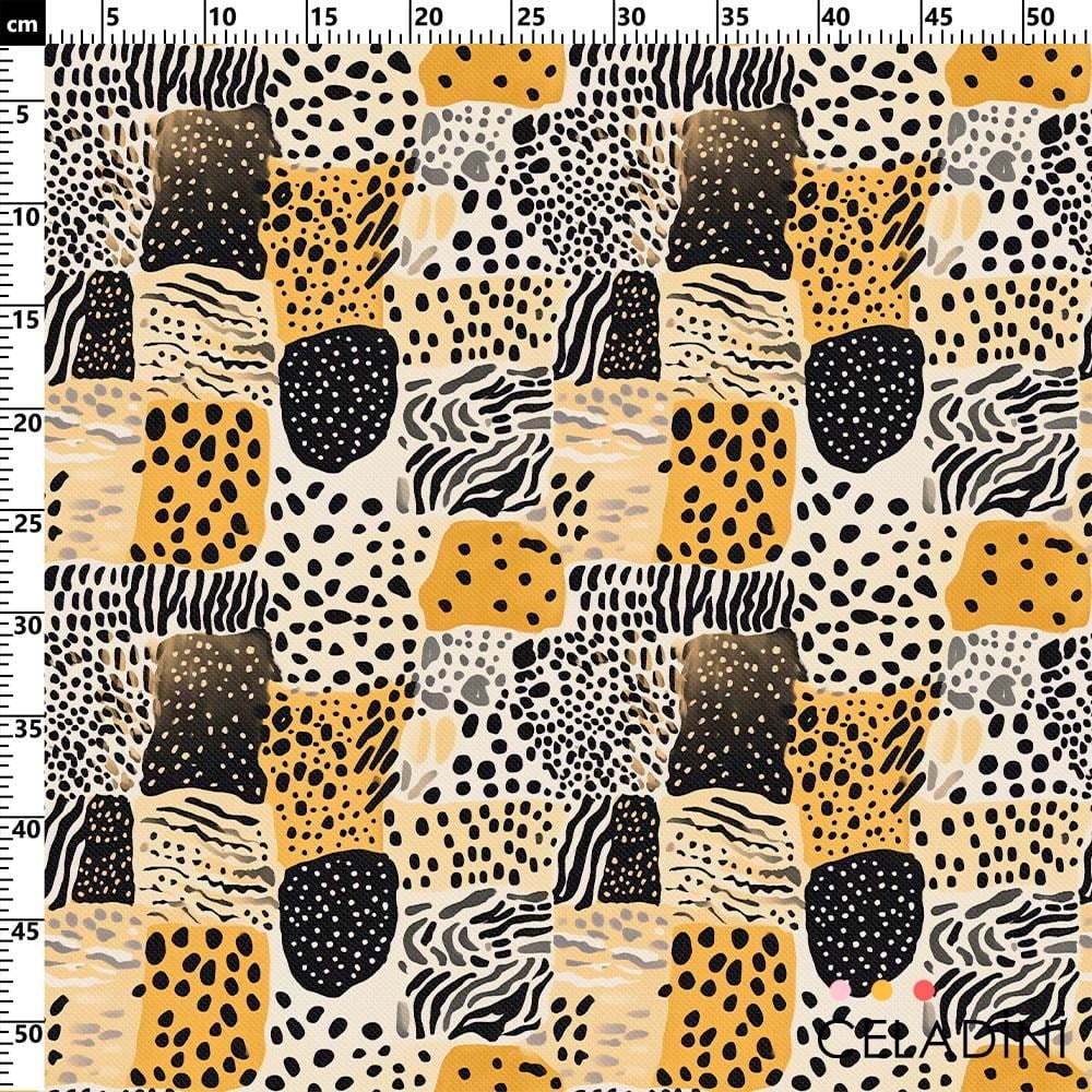 Safari Hayvan Desenleri Patchwork Kumaş
