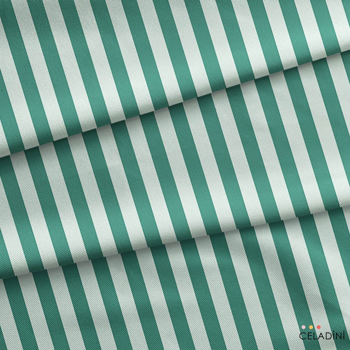 Su Yeşili / Koyu Yeşil 2x2 cm Çizgili Kumaş