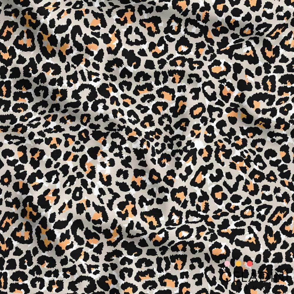 Taba Gri Leopar Desenli Kumaş
