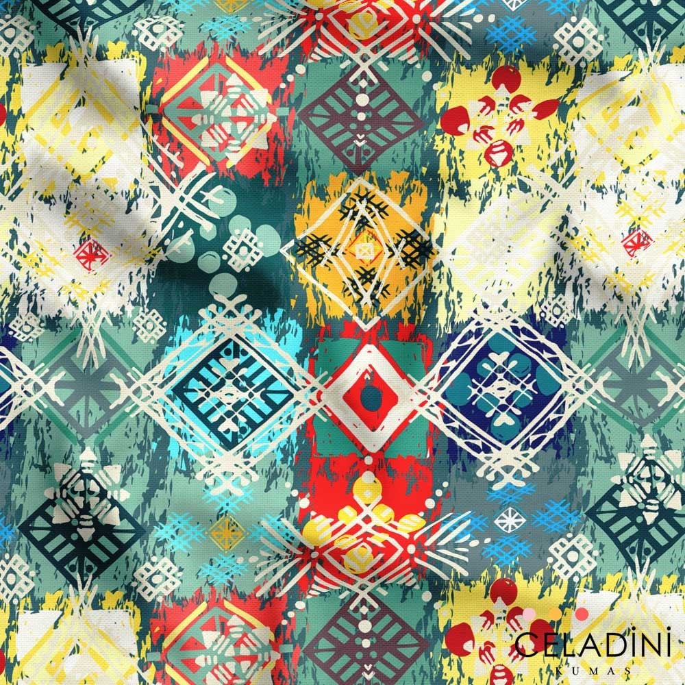Tribal Kilim Desenli Kumaş