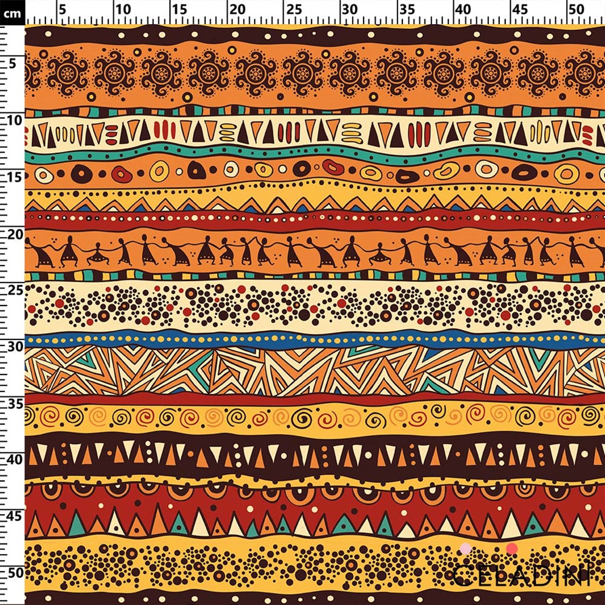 Turuncu Afrika Desenli Kumaş