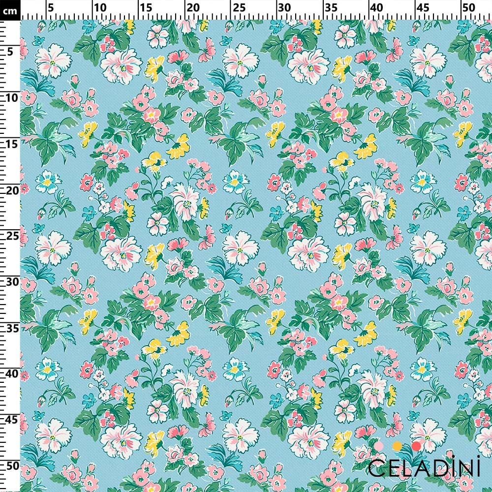 Vintage Pastel Çiçek Desenli Kumaş