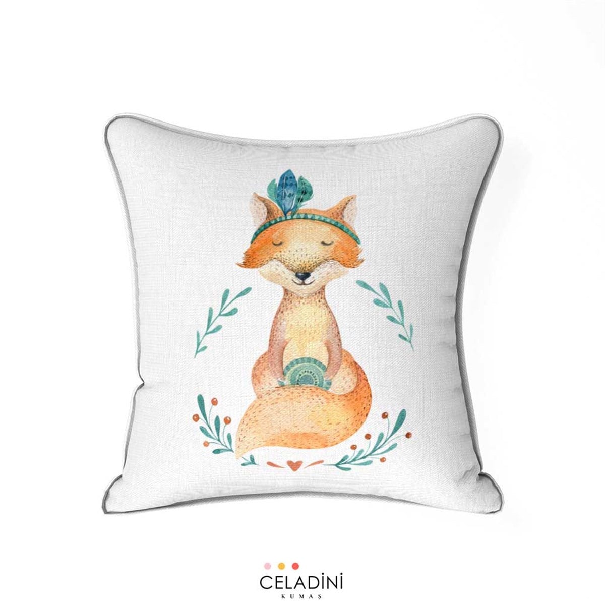 Wonderland Tilki Desenli Kırlent Kumaşı