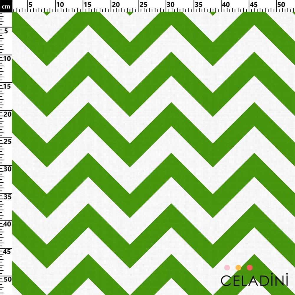 Yeşil Beyaz Zigzag (Chevron) Kumaş