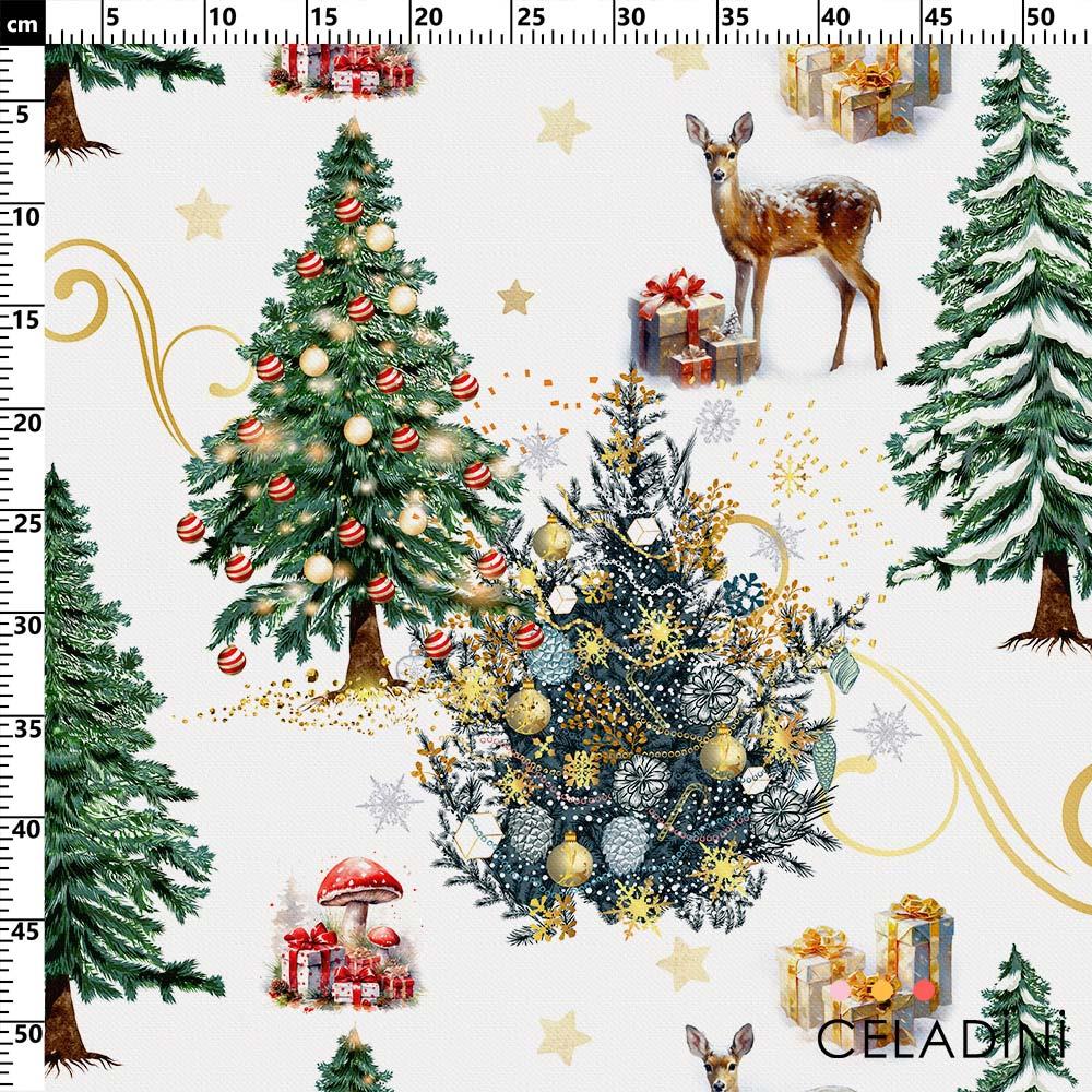 Yılbaşı Ormanı Desenli Kumaş