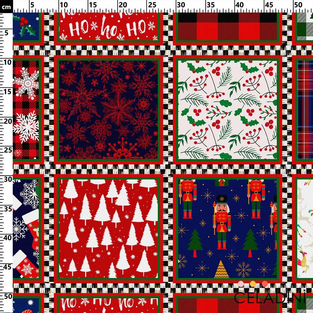 Yılbaşı Patchwork Desenli Kumaş
