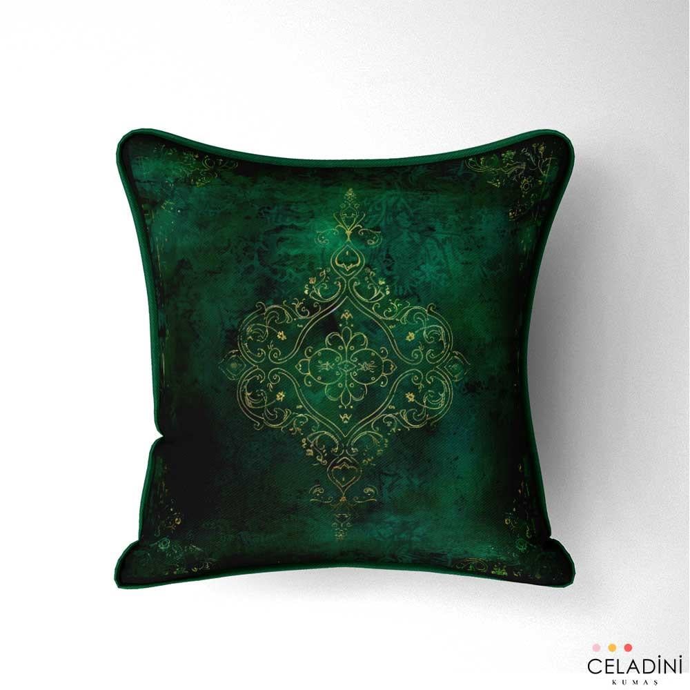 Zümrüt Damask Kırlent Kumaşı