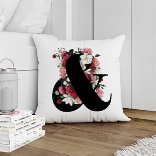 Çiçekli Ampersand (Ve İşareti) Kırlent Kumaşı