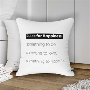Rules For Happiness Help Yazılı Kırlent Kumaşı