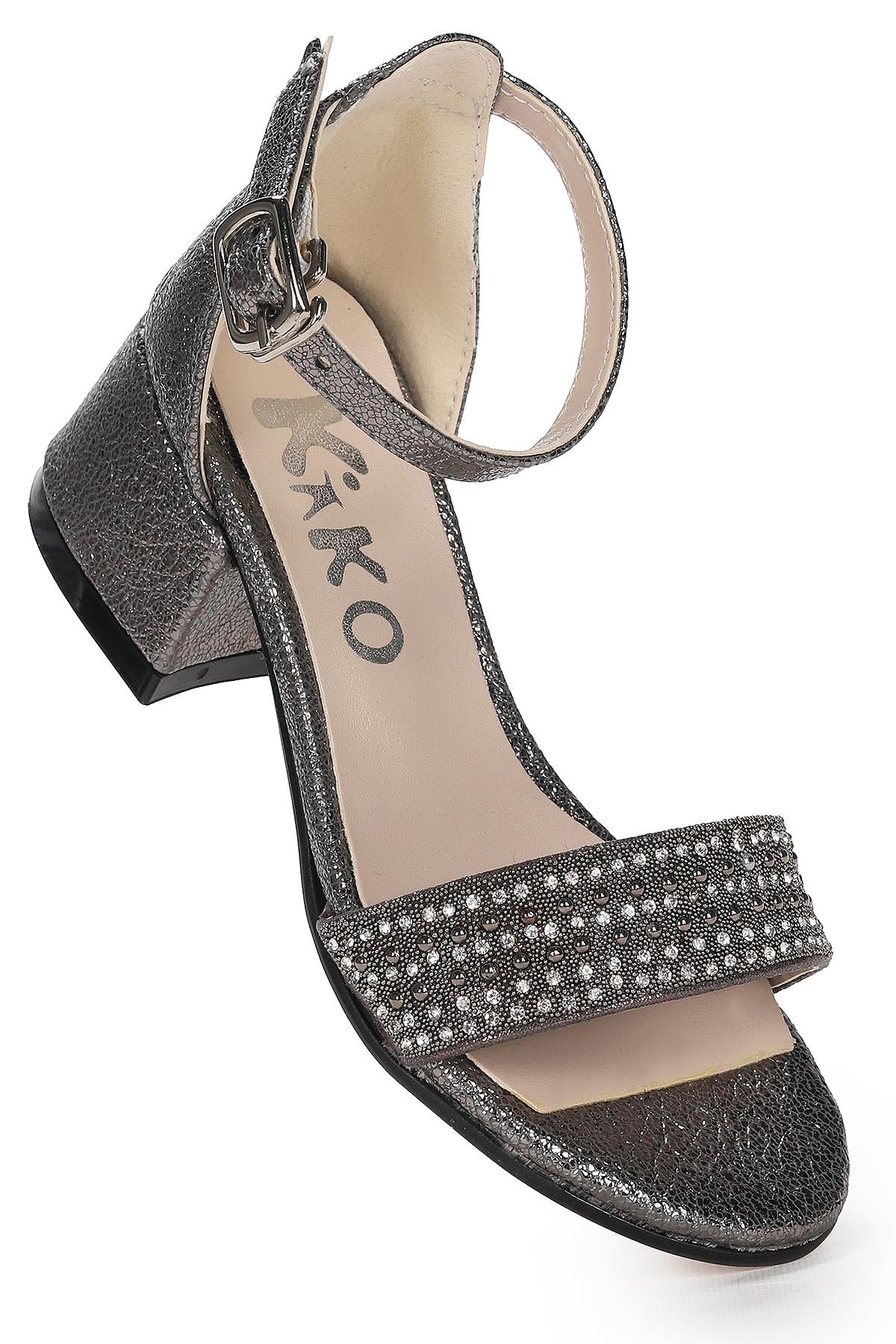 Ellinor Çatlak Günlük Kız Çocuk 3 Cm Topuk Sandalet Ayakkabı Platin