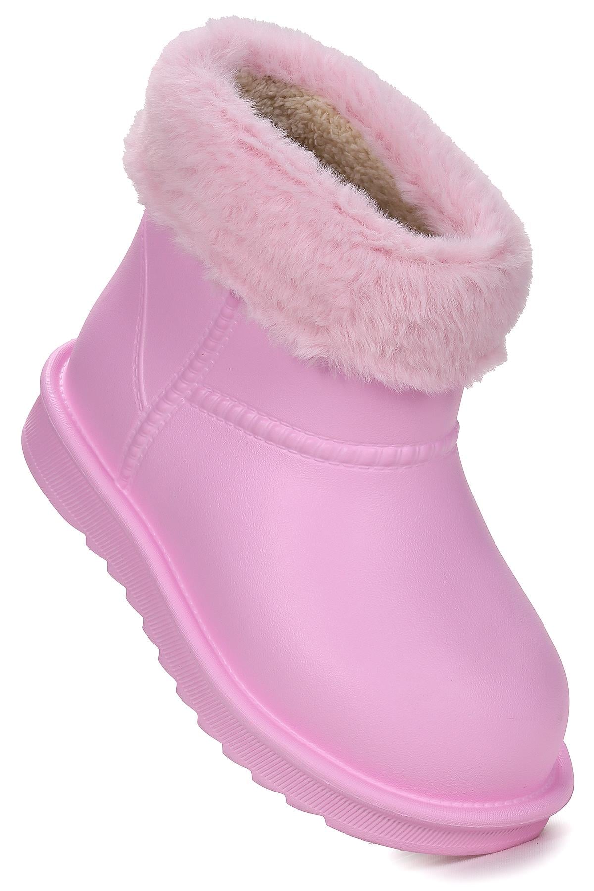 Geta Su Geçirmez İçi Kürklü Kız Çocuk Eva Yağmur Kar Çizme Pembe