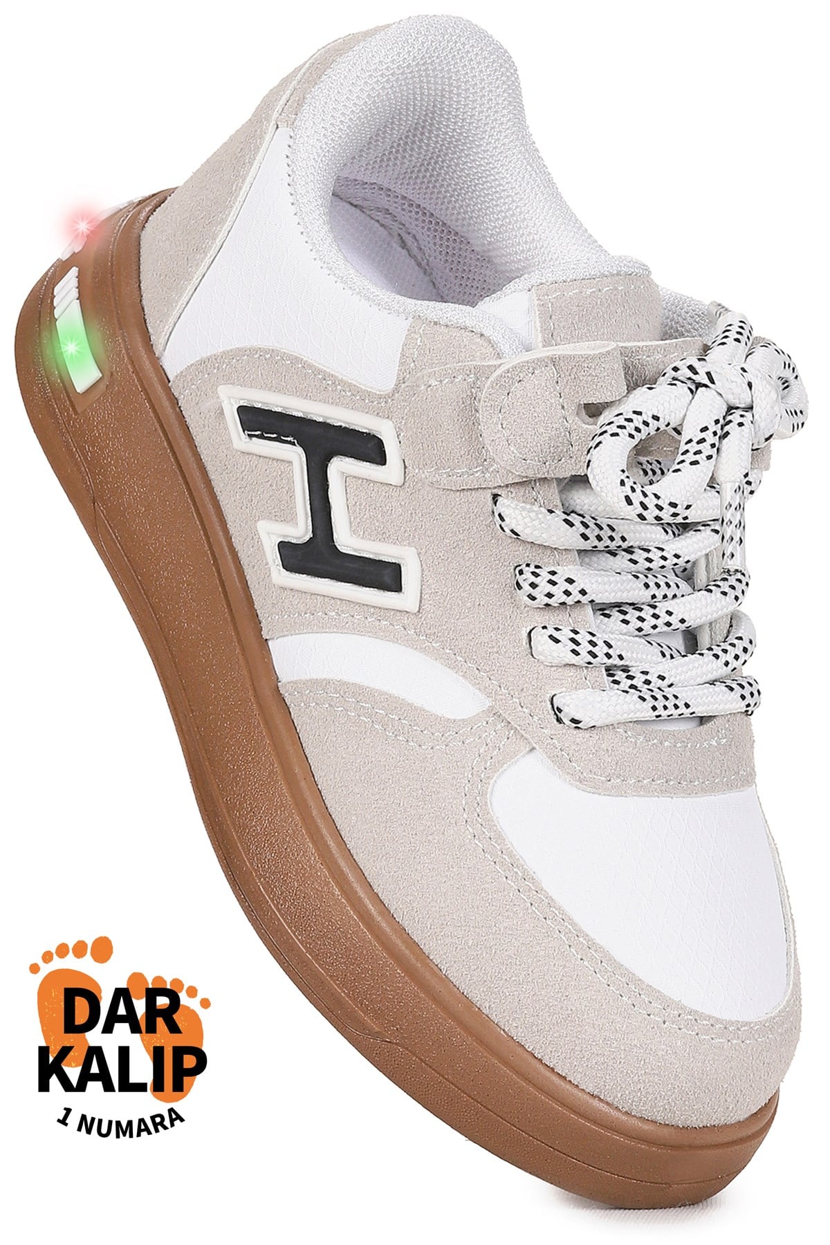 Lacer Bağcıklı Işıklı Erkek Çocuk Spor Ayakkabı Gri