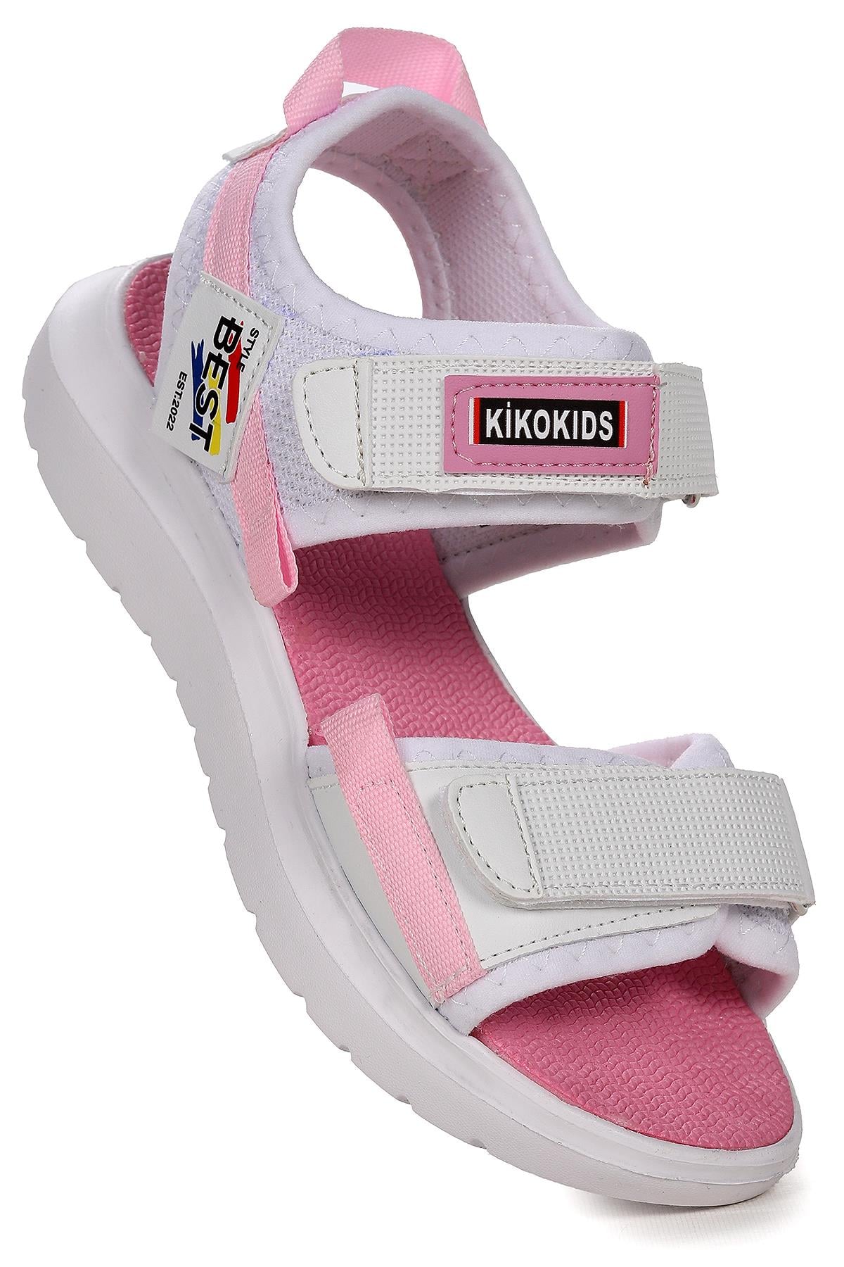 Lesela Cırtlı Günlük Yürüyüş Kız/Erkek Çocuk Sandalet Ayakkabı Beyaz - Pembe
