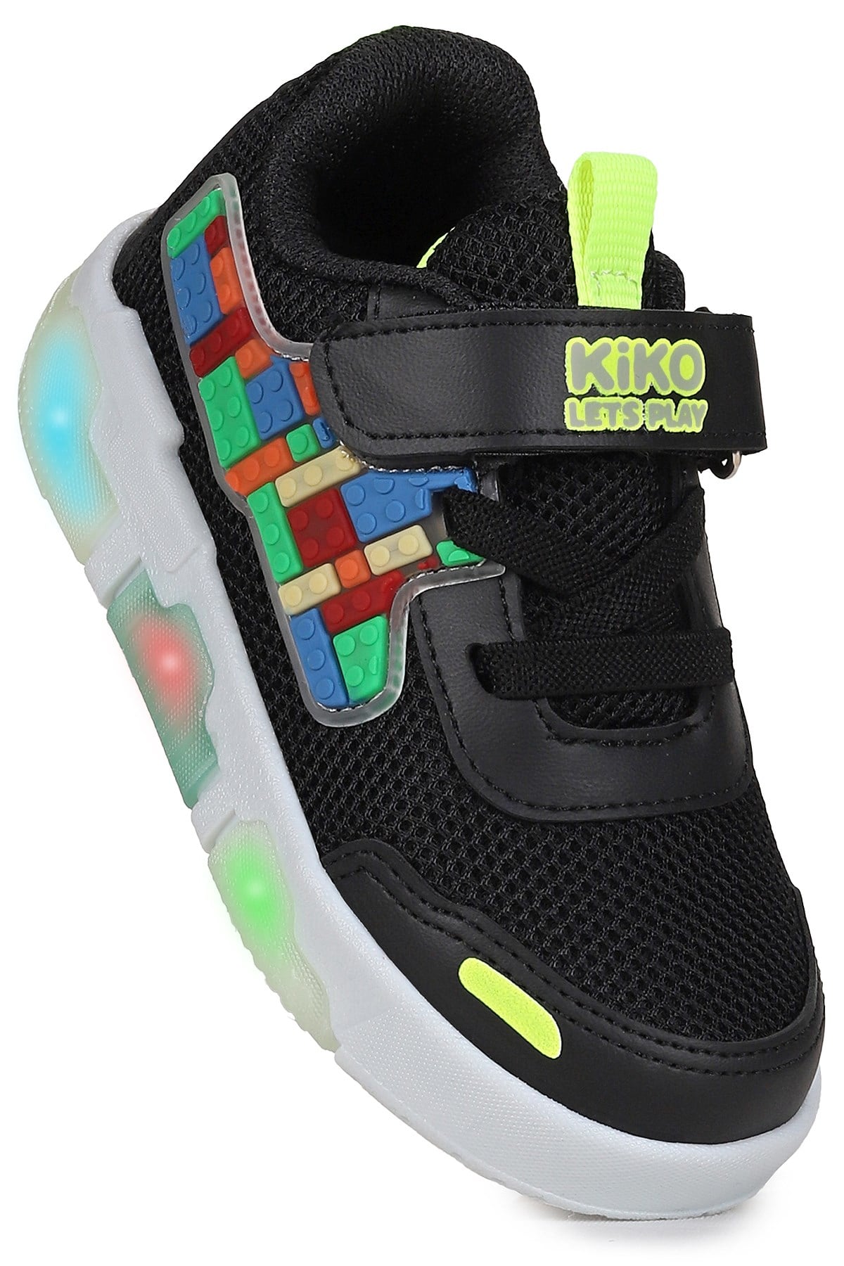 Scarpe Cırtlı Işıklı Erkek Bebek Spor Ayakkabı Siyah - Fosfor Sarı