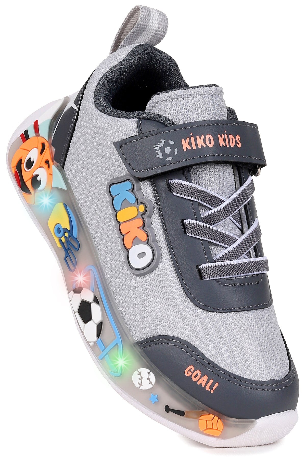 Velcro Işıklı Günlük Cırtlı Erkek Çocuk Spor Ayakkabı Buz - Füme