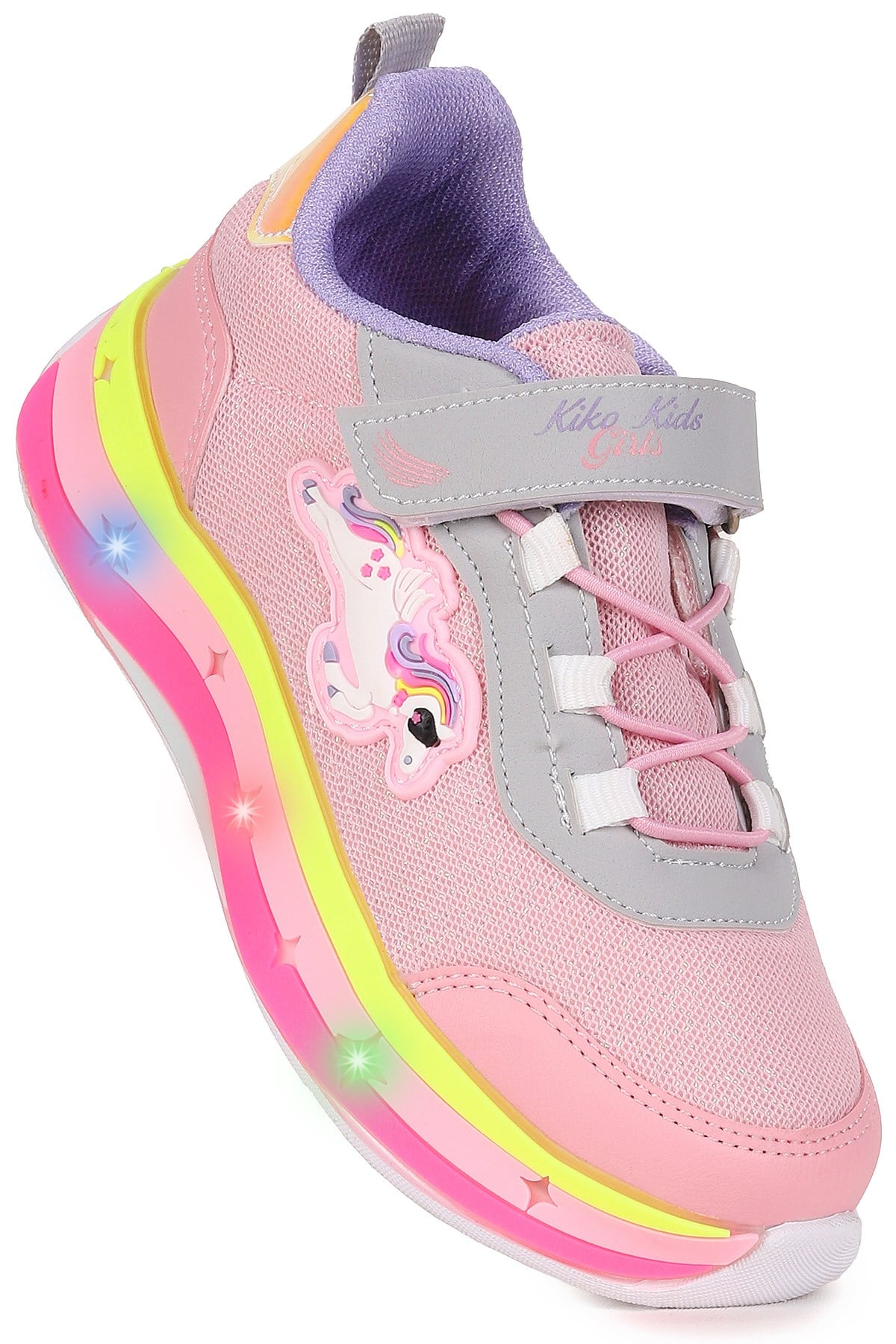 Venzo Unicorn Işıklı Cırtlı Kız Çocuk Spor Ayakkabı Pembe - Buz