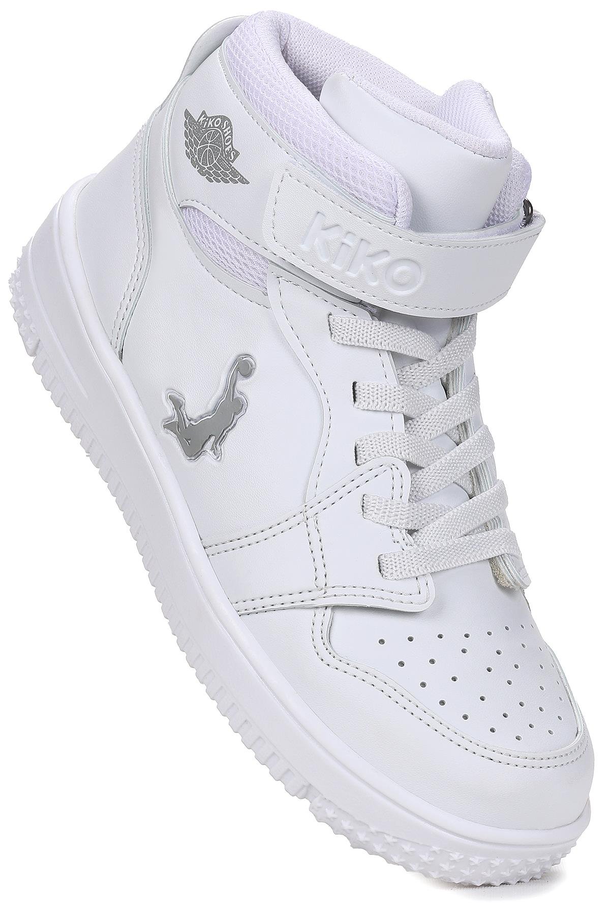 Kiko Kids Jordan Cırtlı Basketbol Erkek Çocuk Spor Ayakkabı Beyaz