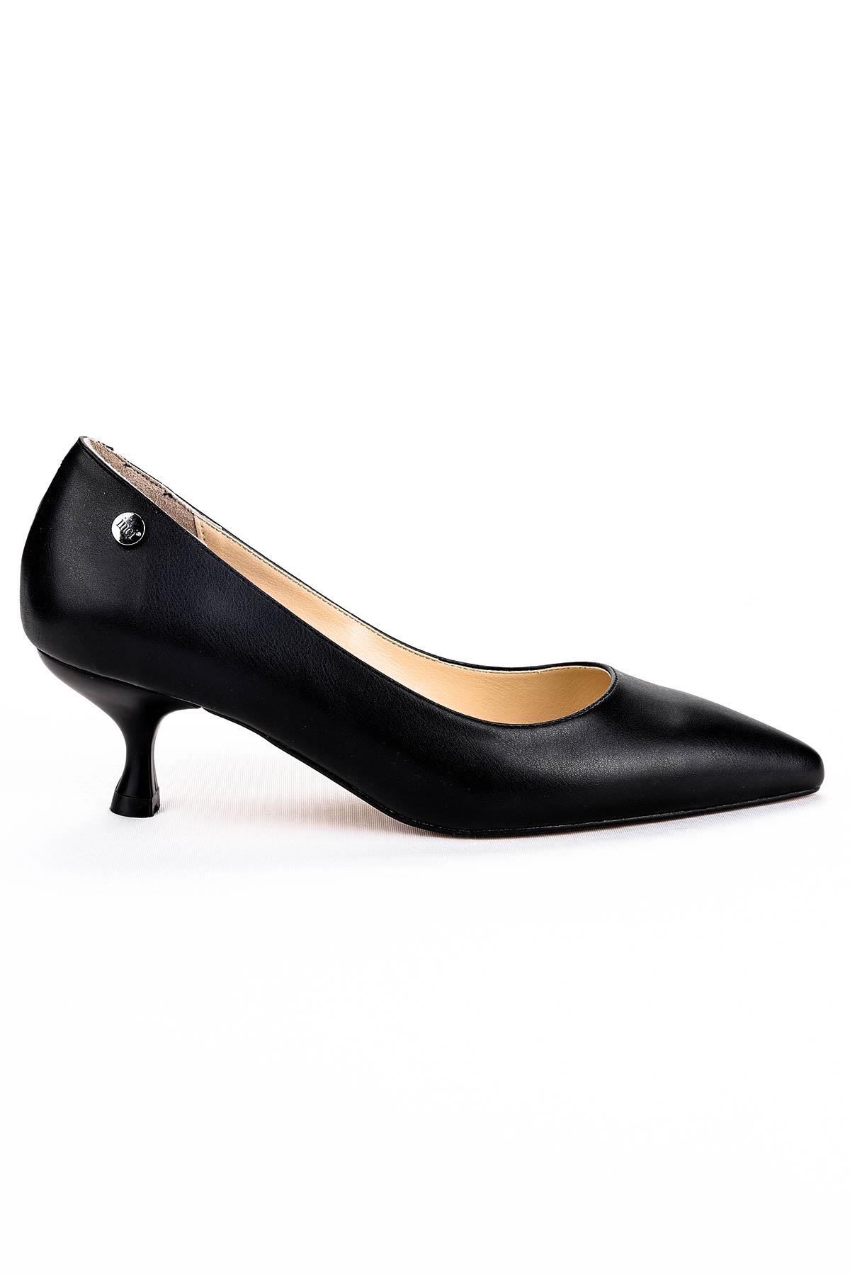 Trudy Cilt 5 Cm Topuk Stiletto Kadın Alçak Topuklu Ayakkabı Siyah