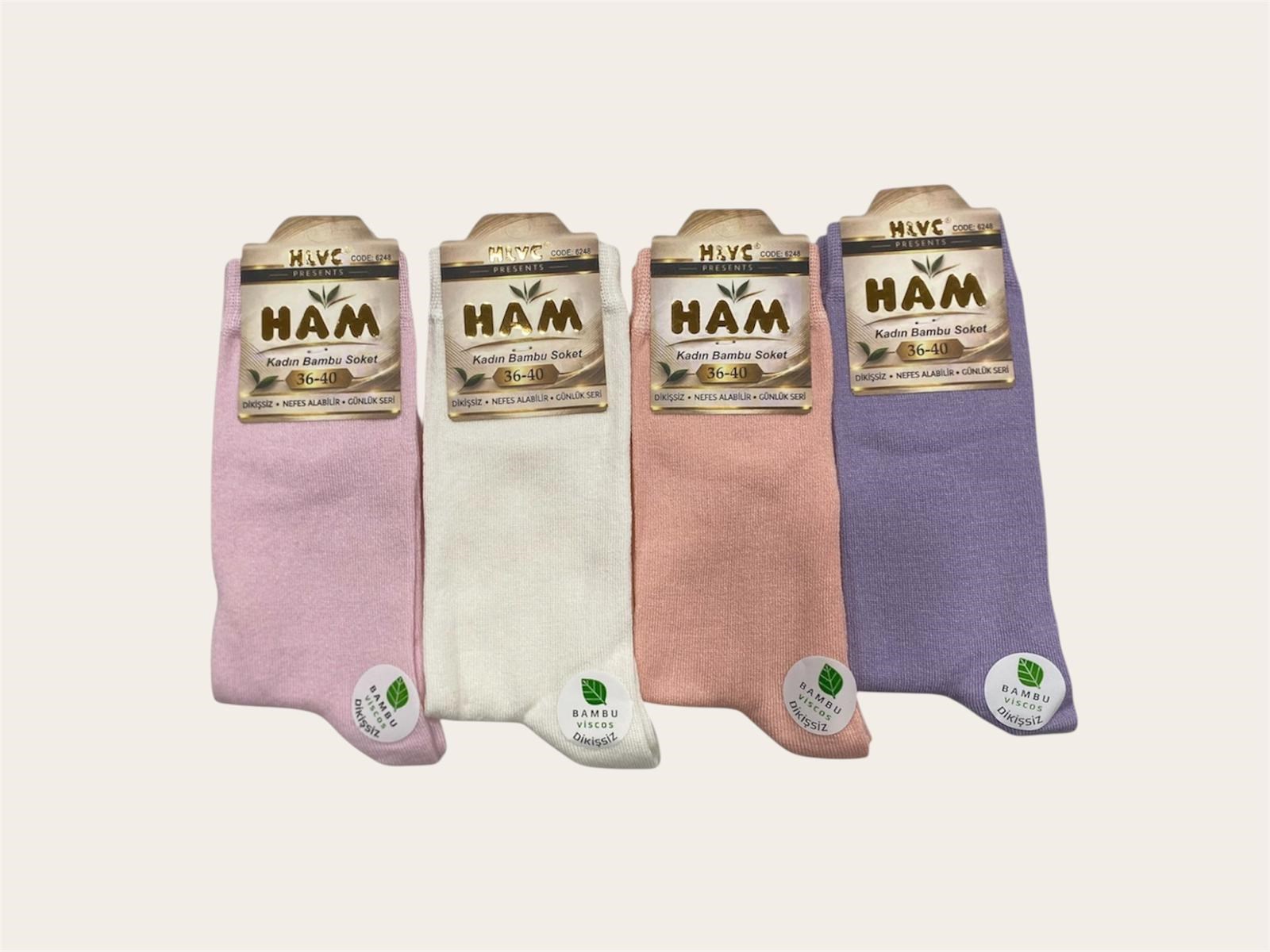 Ham Kadın Viskon Bambu Soket ( 12 ADET )