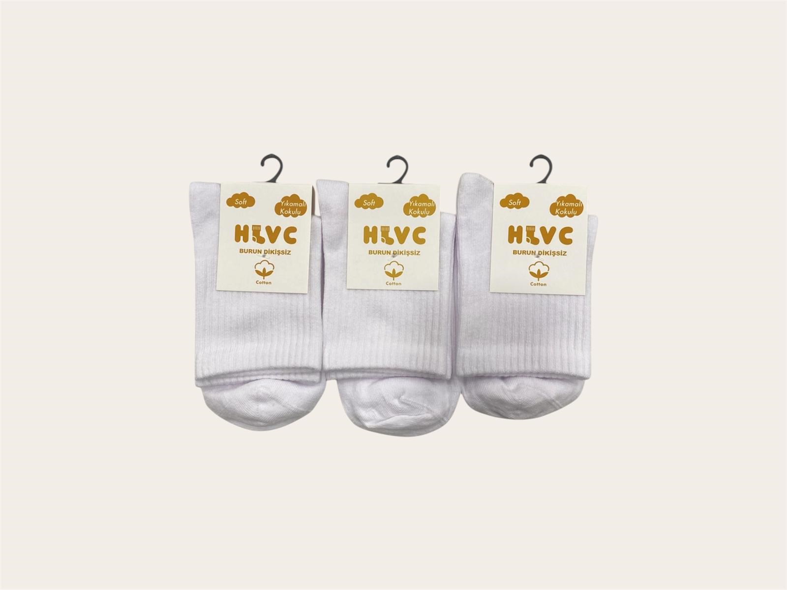 Hlvc Beyaz Kolej Çorabı -Dikişsiz- (12 Çift)