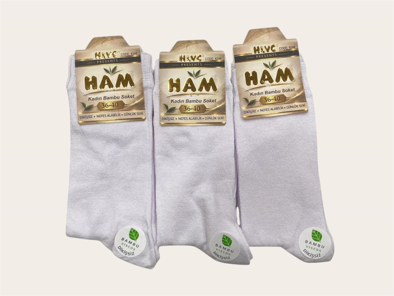 Ham Kadın Viskon Bambu Soket ( 12 ADET )