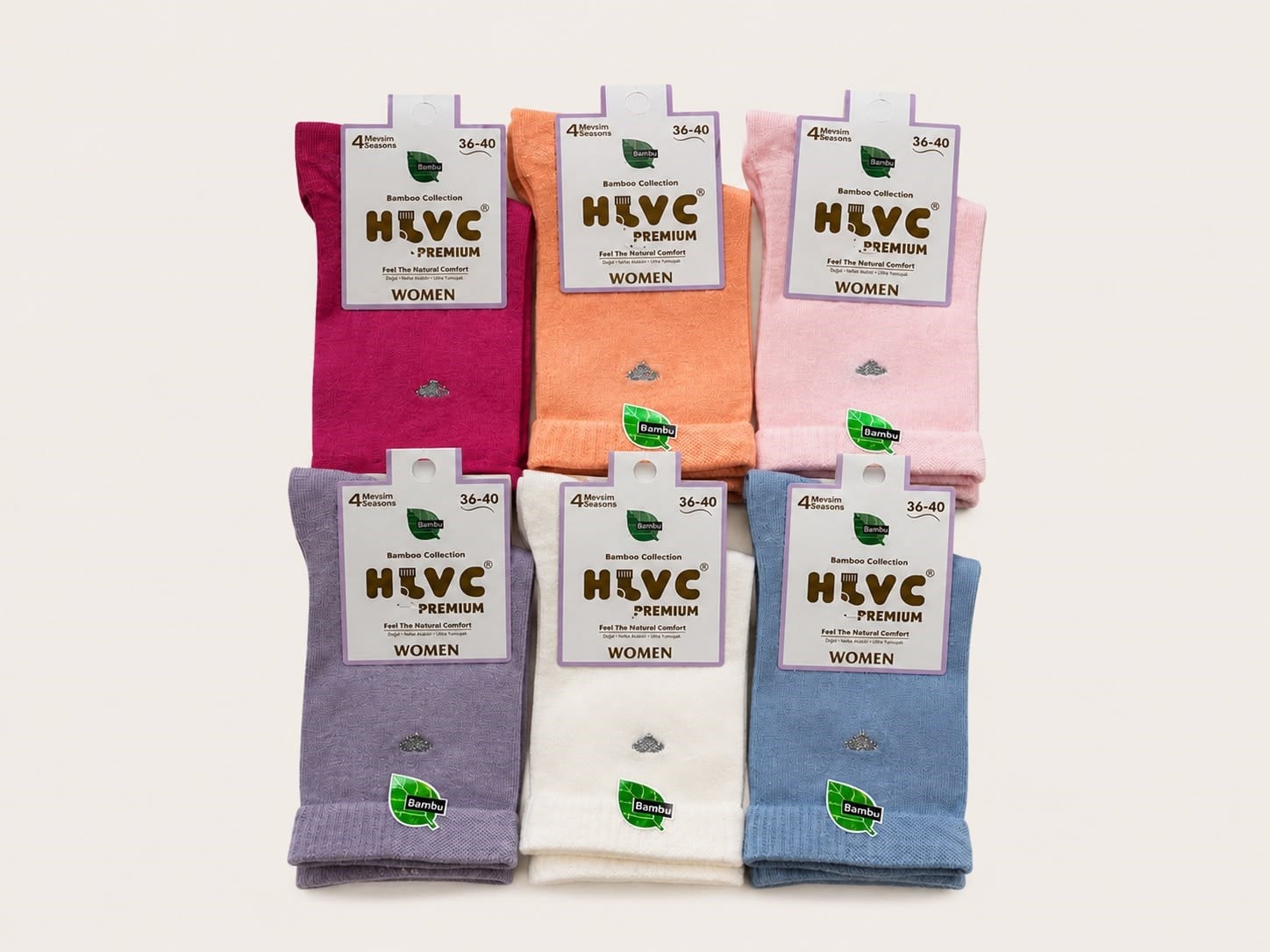 HLVC Kadın Bambu 4 Mevsim Çorap ( 12'li ) 