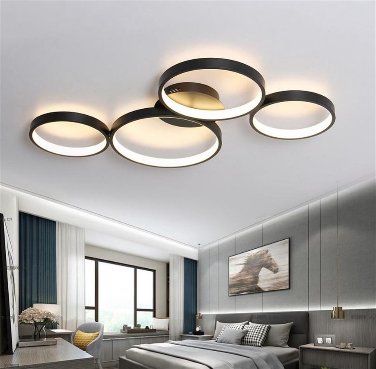 PLAFONYER LED AVİZEPLAFONYER LED AVİZE-41-ESKİTME GOLD GÖVDE RENGİ