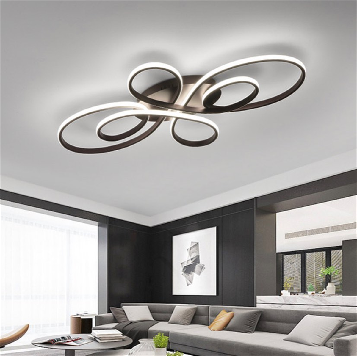 PLAFONYER LED AVİZEPLAFONYER LED AVİZE-8-ESKİTME GOLD GÖVDE RENGİ