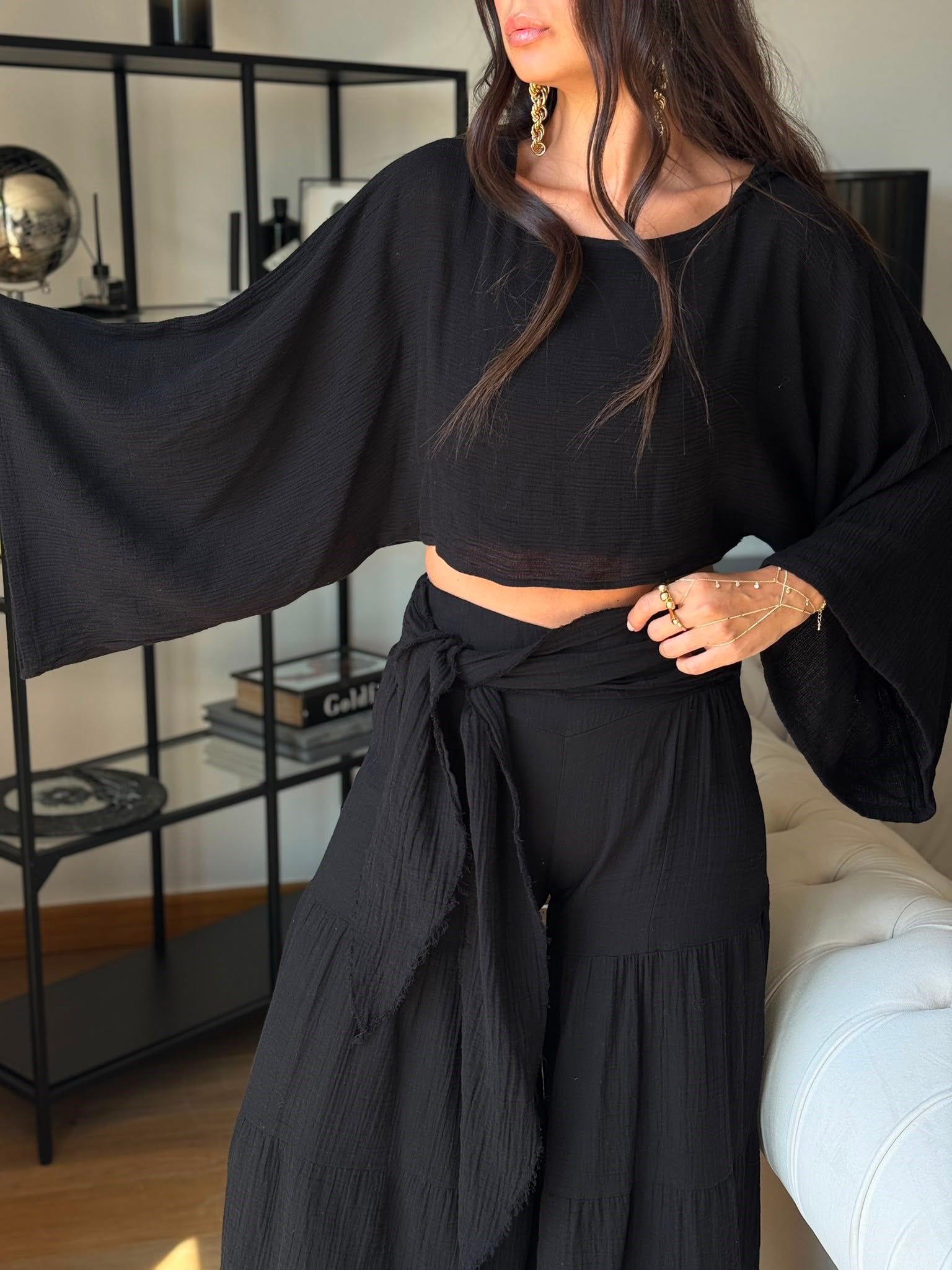 AURA NATURAL SİYAH BLUZ