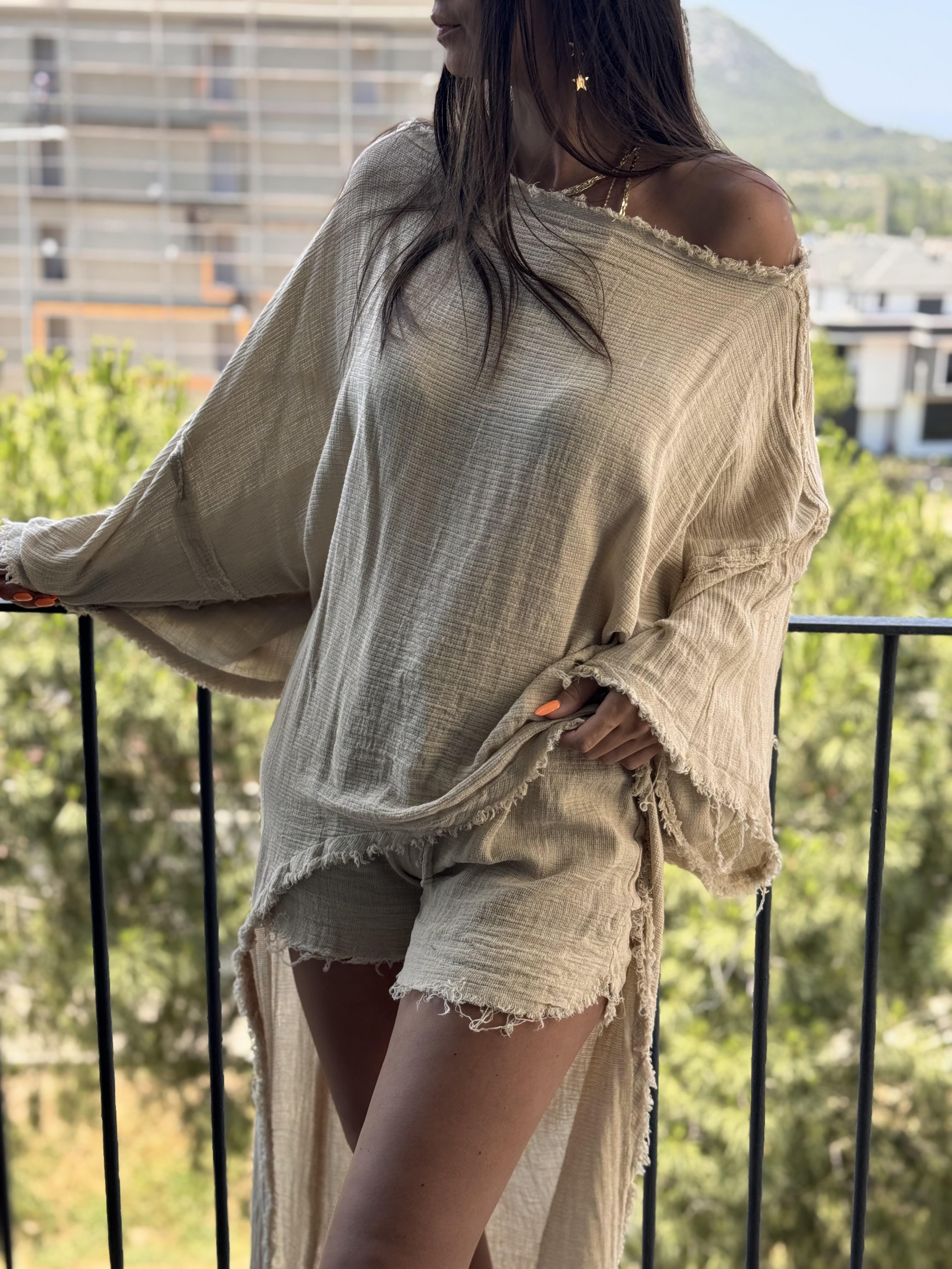 BELLY ASİMETRİK BEJ TUNİK